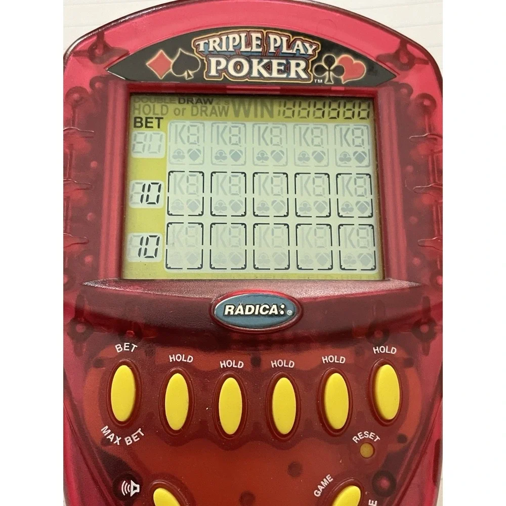 2000 Radica Triple Play Poker Electronic Handheld Poker Game (Tested & Working)